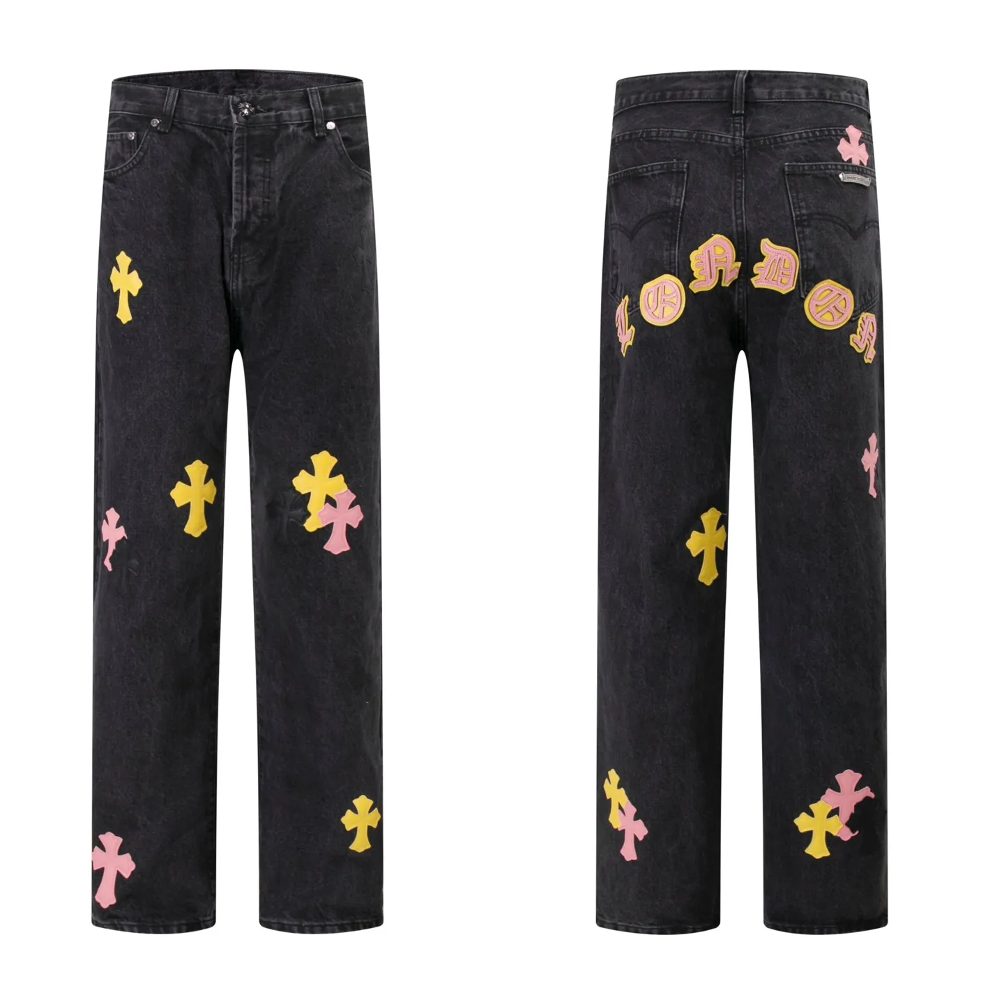 P260 Style number: H75 Croxin & 𝐂𝐡𝐫𝐨𝐦𝐞 𝐇𝐞𝐚𝐫𝐭 ss25 black leather Sanskrit fine jeans. Styles with different wash textures are very friendly to people with thin legs. The slightly flared version perfectly modifies the leg shape. The timeless and moderate length makes it easy to match and match. It is the basis for various styles and is a must-have in your wardrobe! The fabric is stiff but also makes the upper body soft without losing texture. The washing process is even more perfect. It is a must-have item for everyone! ! ! Washed wheat, hang tag, pants label, three labels complete Color: black Size: 28-30-32-34-36